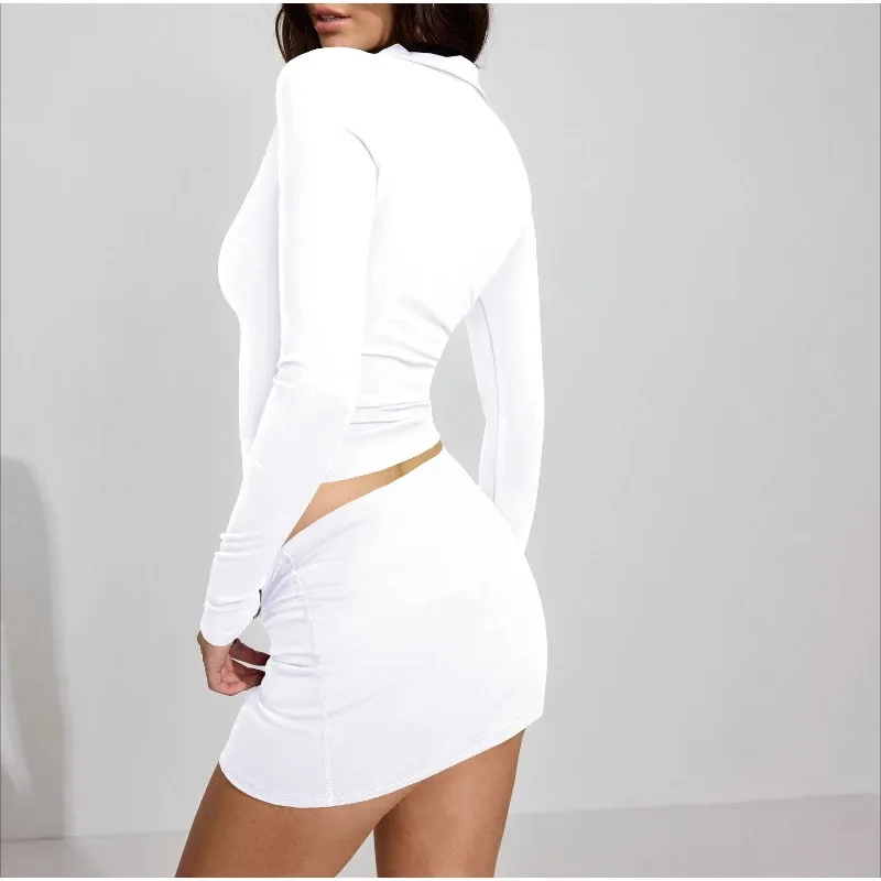 T-shirt con spalla frontale abbottonata con collo POLO Camicia con fondo tinta unita Top aderente e sottile - immagine 3