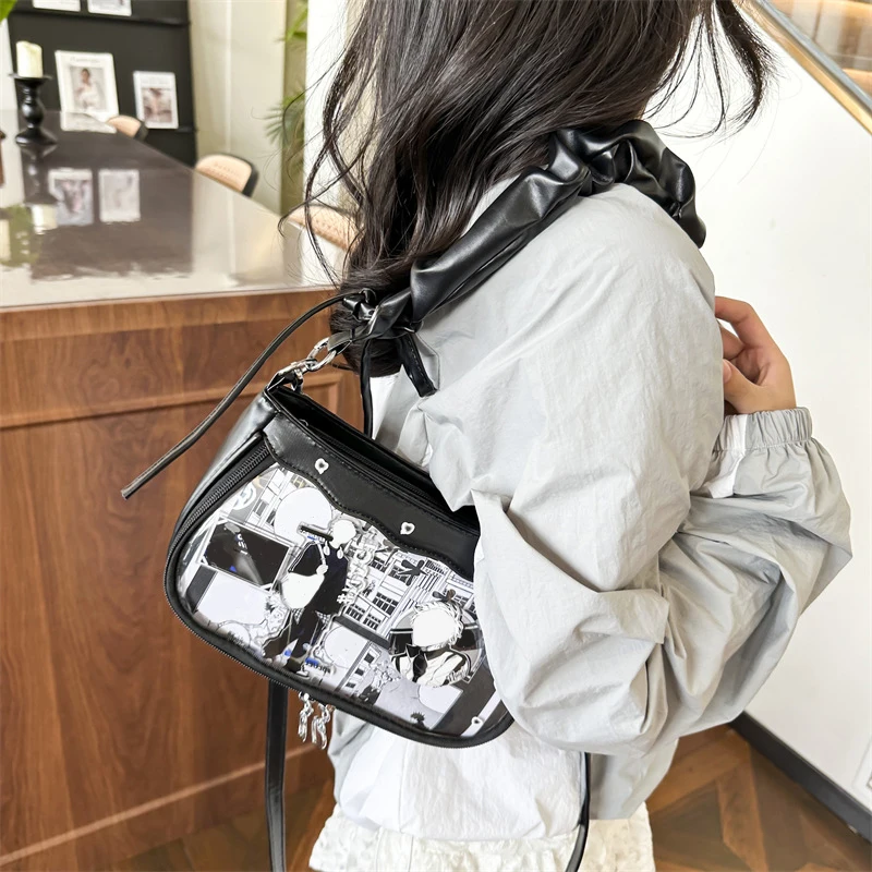 Student Shoulder Bag Transparent Yabi  Stylish and Versatile Shoulder Bag Pain Bag Display Case Badge Storage Pouch