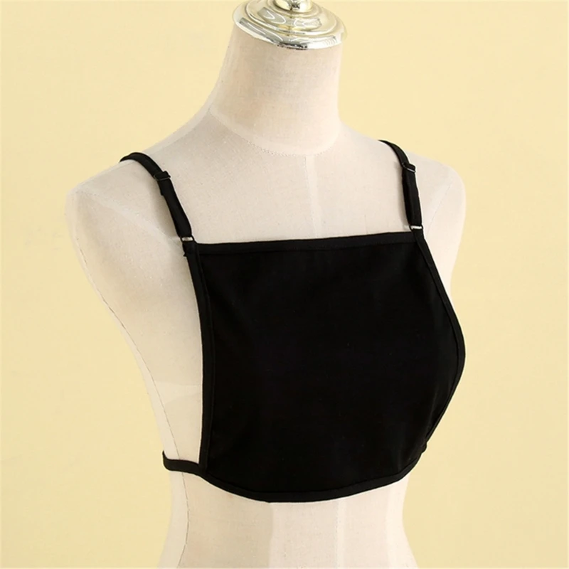 Lace Camisole Tops Cotton Mock Camisole Wrapped Chest Overlay Modesty Panel Vest Cleavage Cover X4YC