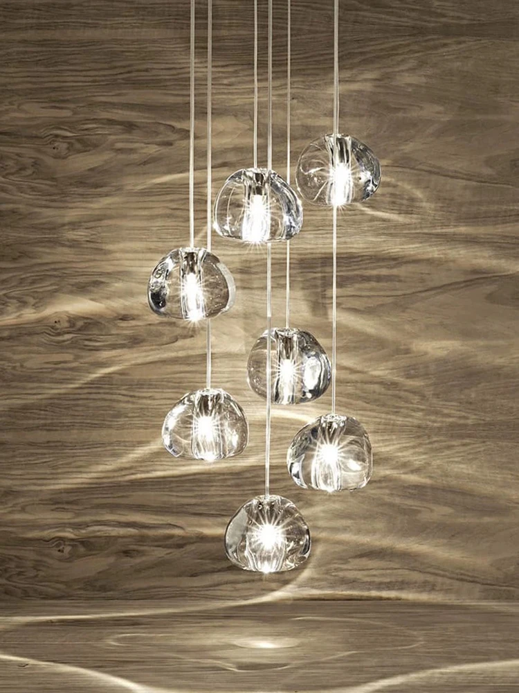 Modern K9 Crystal LED Ceiling Chandelier Lobby Lustre Staircase Kitchen Spiral Lamp Decoration Home Appliance Ceiling Light 3