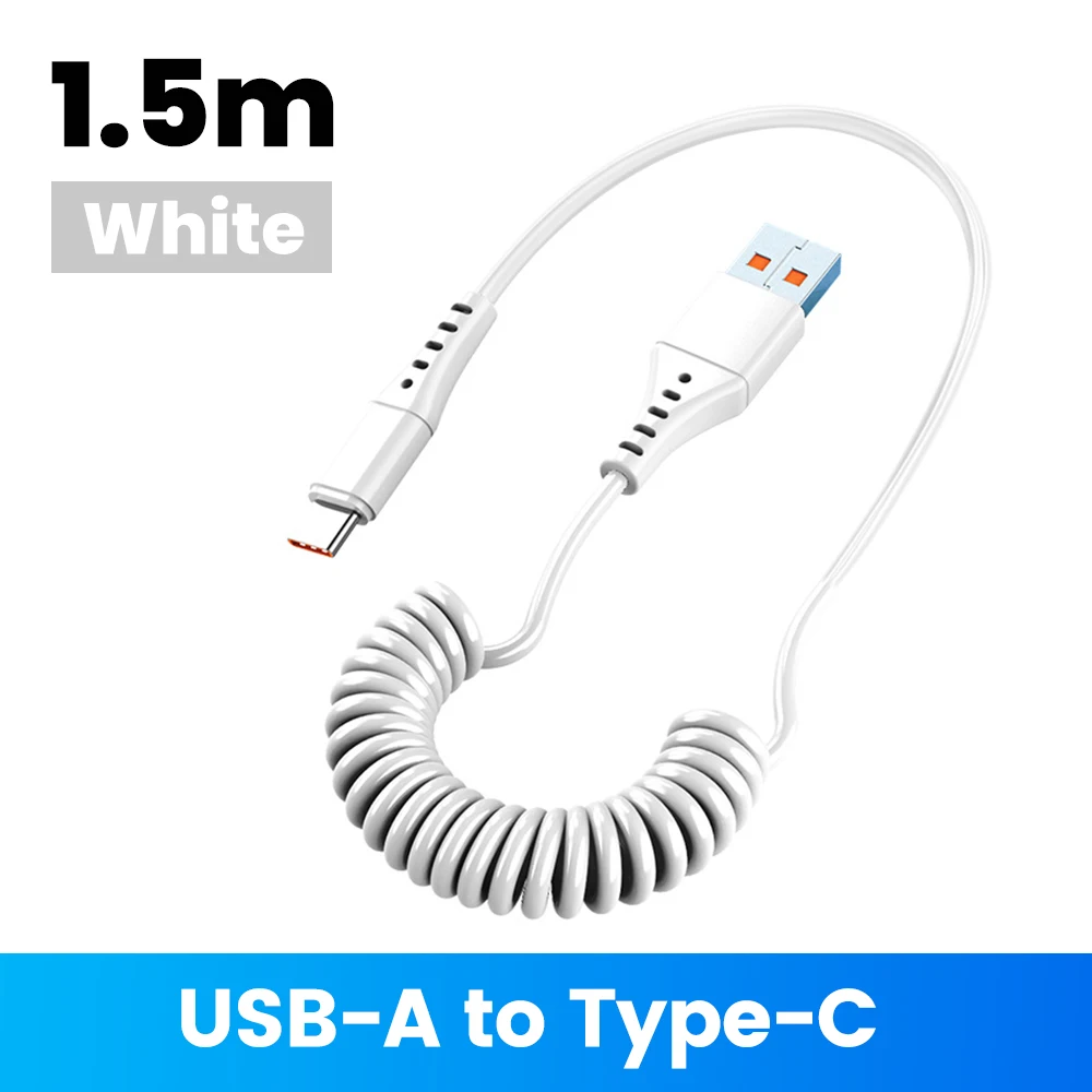 120W USB A to Type C Fast Charge Telescopic Car Charger Cable