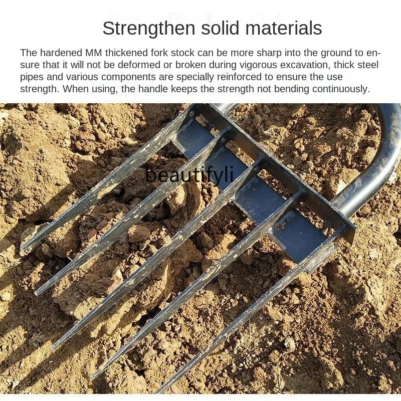 GY Artificial Soil Turning Rake Outdoor Land Opening Hoe Deep Turning Device Agricultural Fork Tool Household Soil Digging