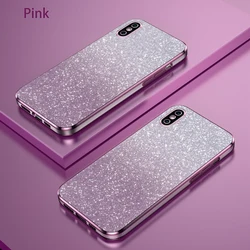 Bling Luxury Electroplate Glitter Shockproof Phone Case with Soft Bumper and Clear Back Cover - iPhone Xs Max (Pink)