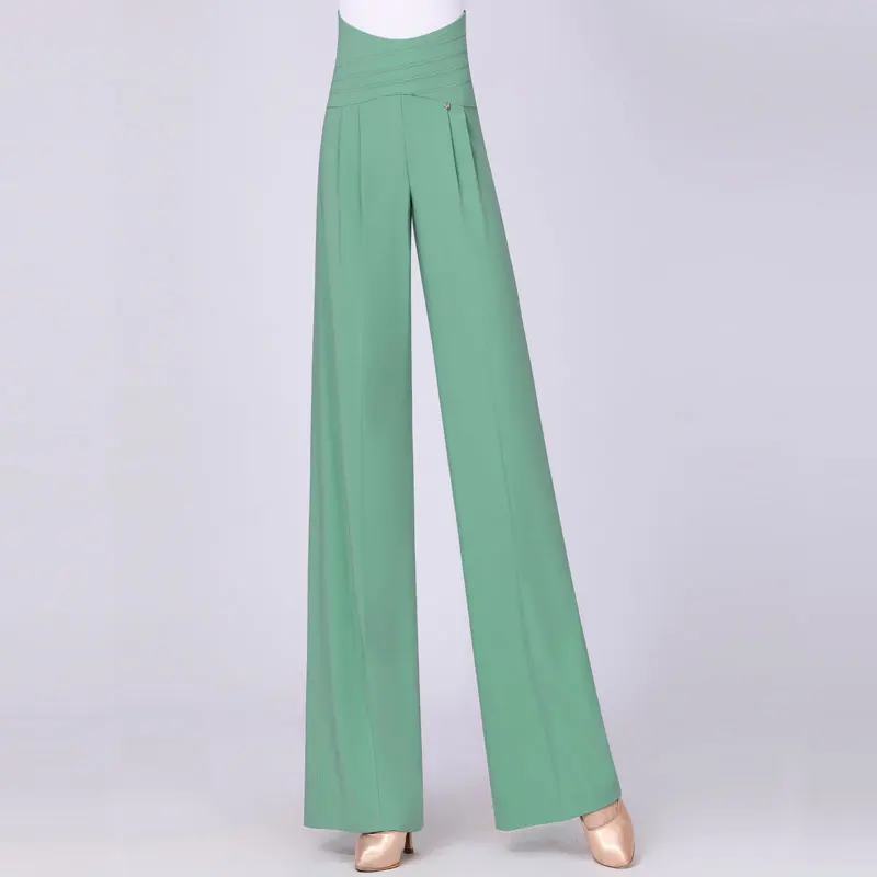 High Sense Dousha Green Social Dance Pants In Summer Gentle And Fashionable Design Sense High Waist National Standard Dance