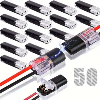 ขั้วต่อสายไฟแบบเสียบ 2 ขา 2 ทาง สำหรับไฟ LED แถบ 10/25/50 ชิ้น ขั้วต่อสายไฟแรงดันต่ำ 1