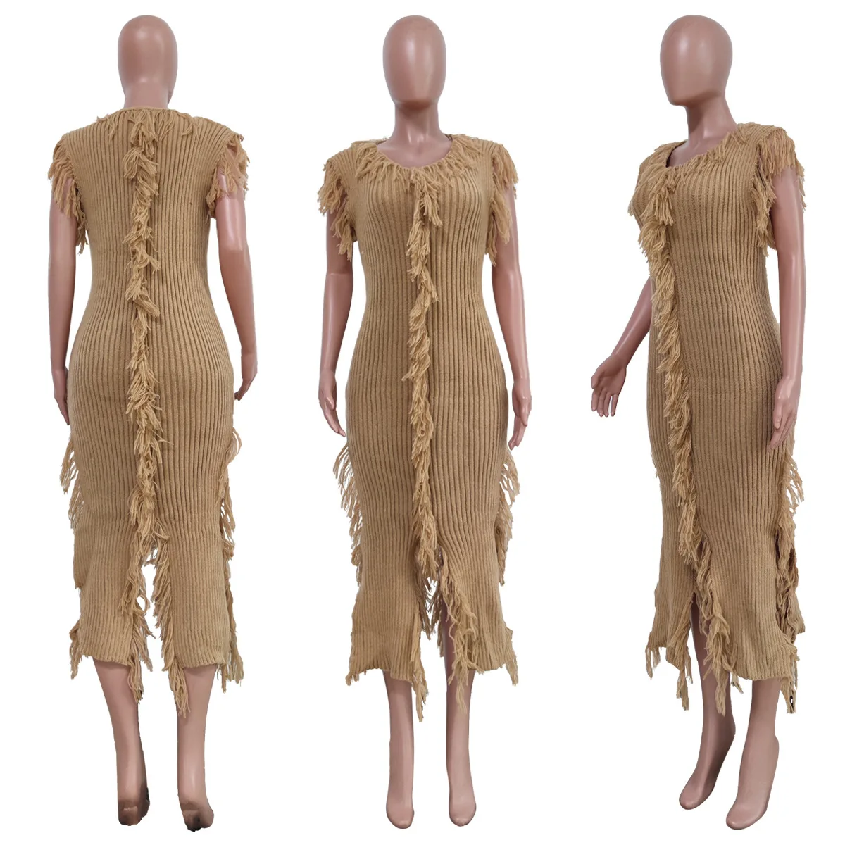 

Sexy sleeveless Fringe Tassel Knitted Crochet Tunic Beach Cover Up Cover-ups Beach Dress Beach Wear Beachwear Female