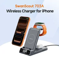 SwanScout 703A Wireless Charger for iPhone 17 16 15 14 Charging Station for Apple Watch 11 10 9 Ultra 3 SE 2 for AirPods 4 Pro 3