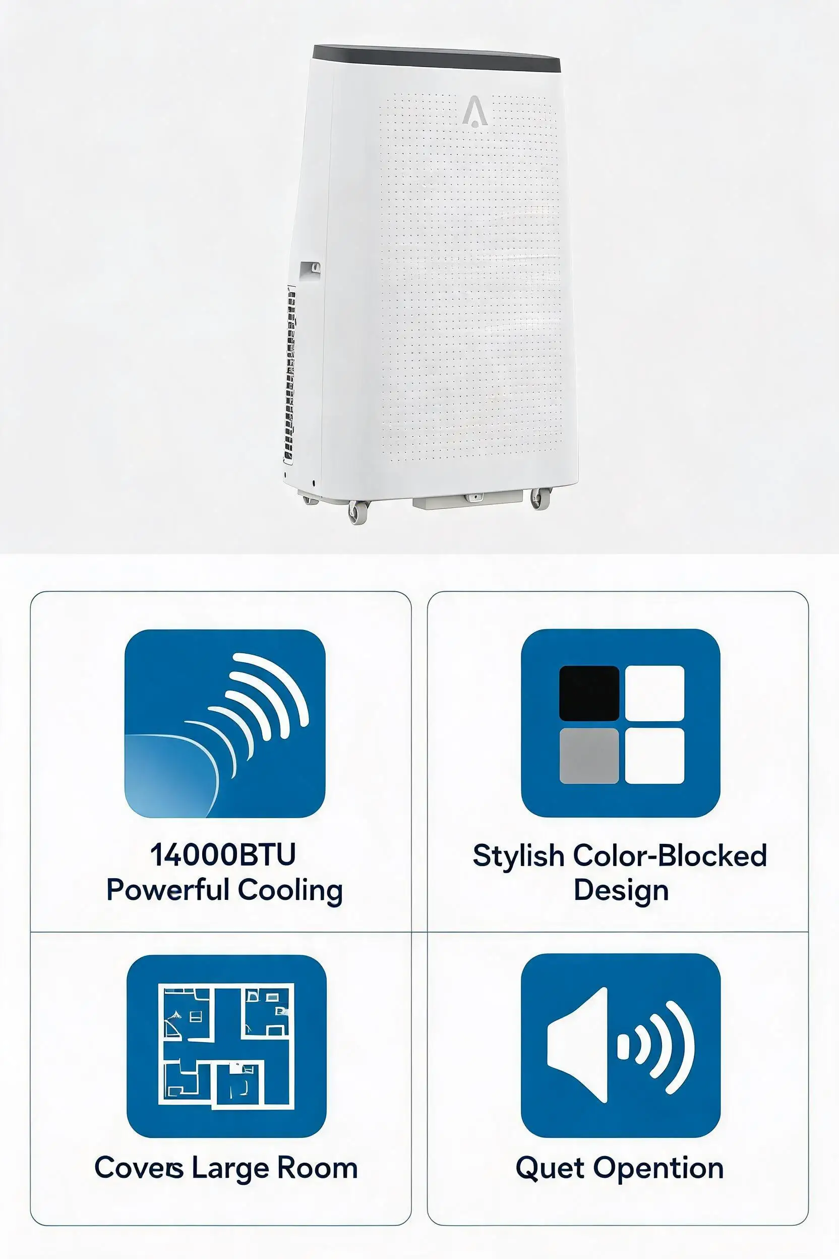 14000 BTU 3 In 1 Portable Air Conditioner With Fan And Dehumidifier Quiet Energy Efficient LED Display Remote 24H Timer Window Kit Cools Rooms Up To 750 Sq Ft 6