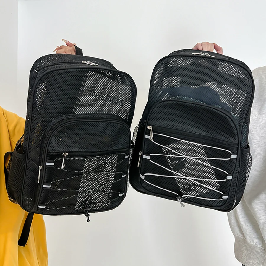 

Дышащий сетчатый рюкзак для путешествий, вместительный ранец для ноутбука, студенческий рюкзак с вырезами, сумка на плечо, лето