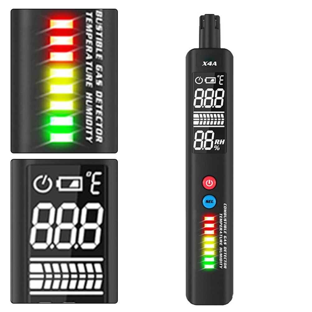 

X4A Gas Leak Detector Sound Screen Alarm Combustible Flammable Natural Methane Mini Gas Detector Visual Alarm For Flammable Gase