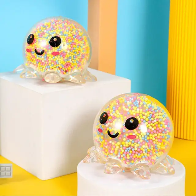 1 Pc Glowing Light Squid Vent Ball TPR Squeeze Toys Decompression Toy Bubble Octopus Ball Stress Relief Toy Gift For Kids 3