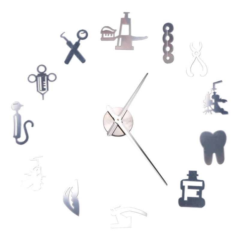 Dentist DIY Giant Wall Clock Oversized Wall Clock Big Needle Mirror Dentist Office Decor Gift Art
