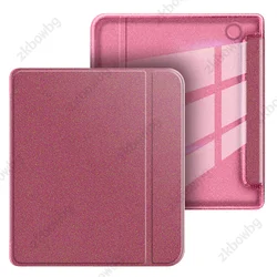 Magnetic Glitter PU Leather Smart Case with Acrylic Back Shell - Vision 6 2021 7 inch (Rose Red)