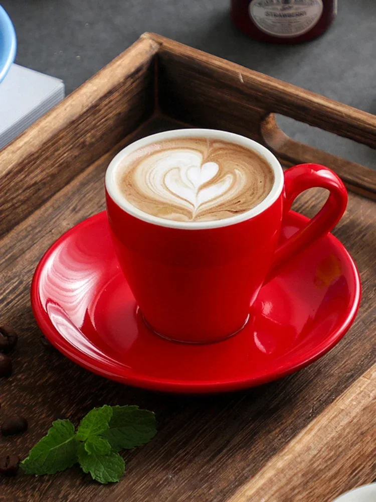 80ml Ceramic Coffee Cup and Saucer Espresso Cups Porcelain Afternoon Teacup Breakfast Milk Mug Cute Pottery Mugs ceramic coffee cup set