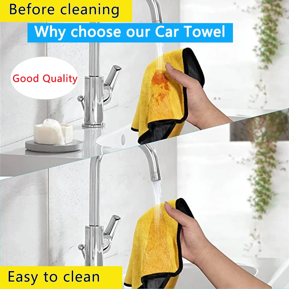 Microfiber Towel 3/10/40Pcs Microfiber Car Cleaning Towel Thicken Soft Drying Cloth Car Body Washing Towels Double Layer Clean Rags Detailing