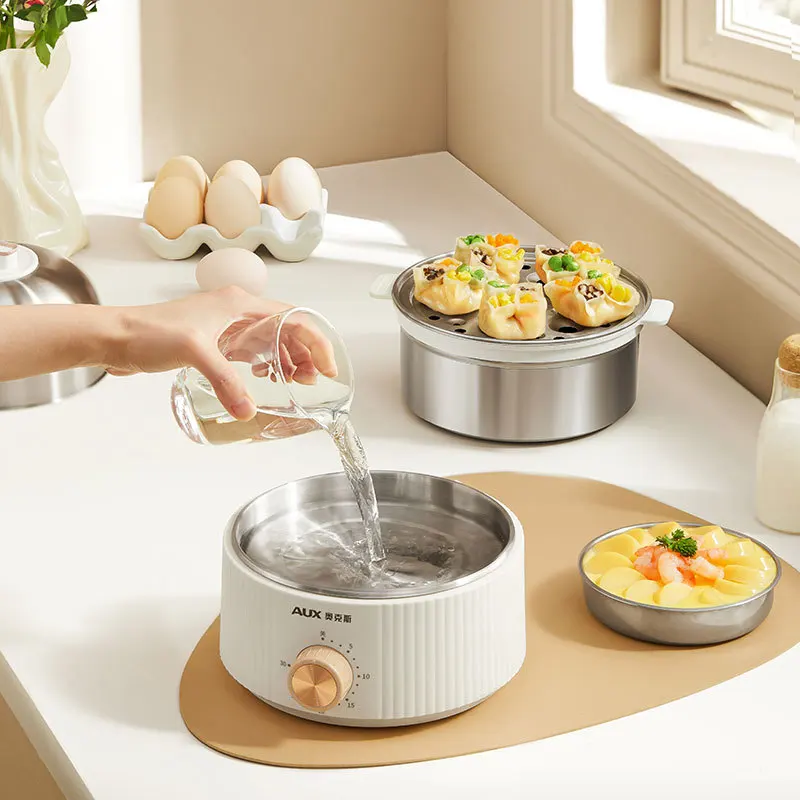 350W Electric Egg Cooker Timed Egg Boiler Breakfast Machine Automatic Steamer Egg Custard Steaming Cooker Food Warmer 2 Layers 5