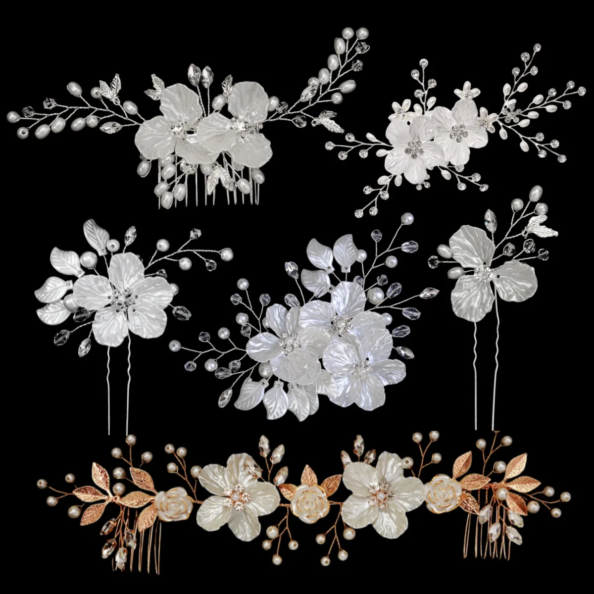 Mode Weiß Acryl Blume Perle Haar Clip Hochzeit Hochsteckfrisur Kamm Haarnadel Set Für Frauen Urlaub Party Haar Zubehör & Kopfbedeckungen – Detail 1