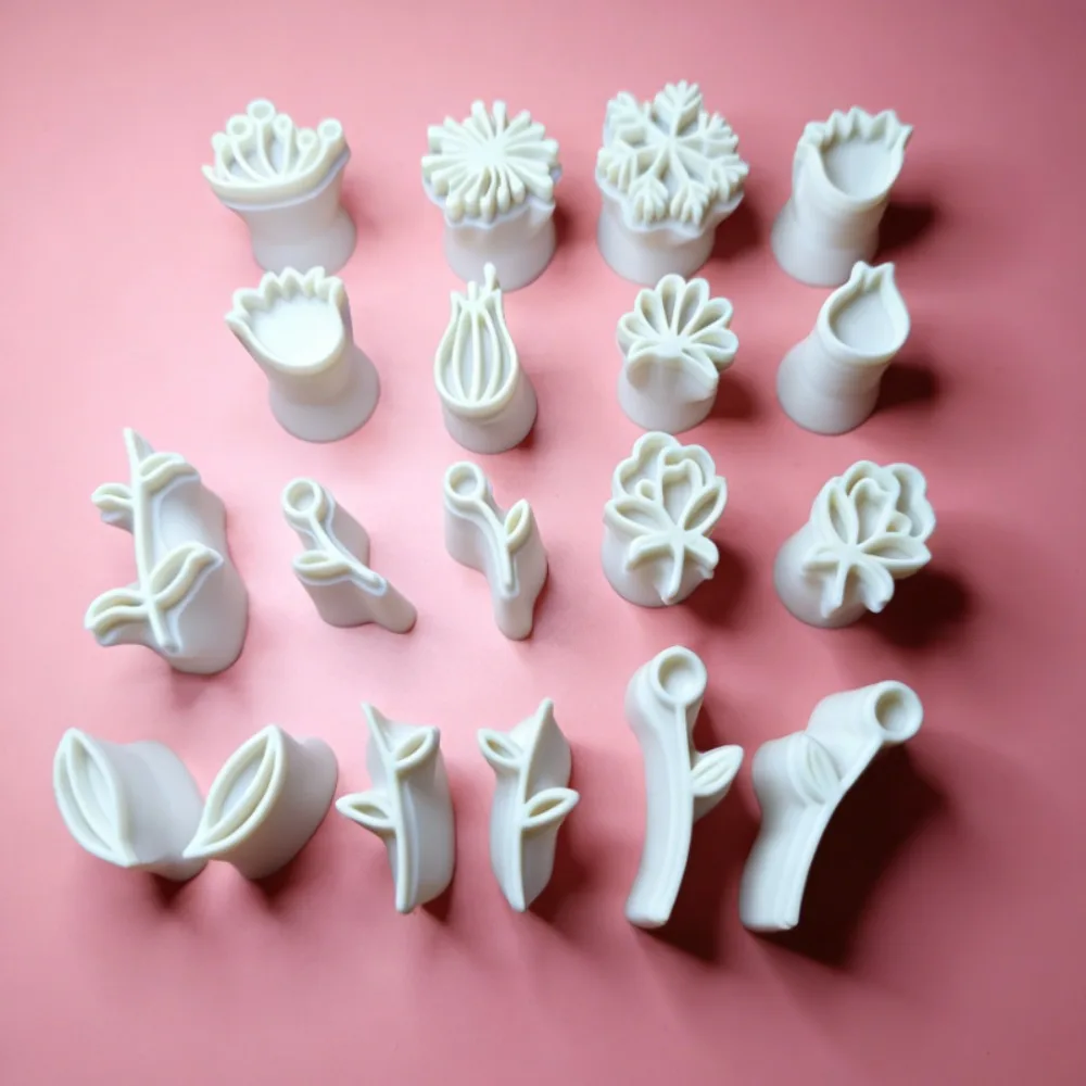 19Pcs 미니 클레이 꽃 잎 스탬프 DIY 공예를위한 꽃 기하학적 디자인 도자기 도구 보석 만들기 북마크 공예 애호가