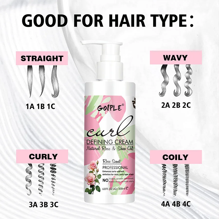 GOIPLE Curl Defining Cream for Natural Hair Curls Enhancer Moisturizing Increase Curly Elasticity Styling Leave In Conditioner