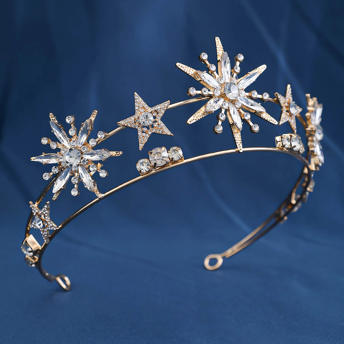 Trendy Gold Silver Color Crystal Rhinestone Tiaras And Crowns Stars Plate Princess Diadems Wedding Hair Accessories