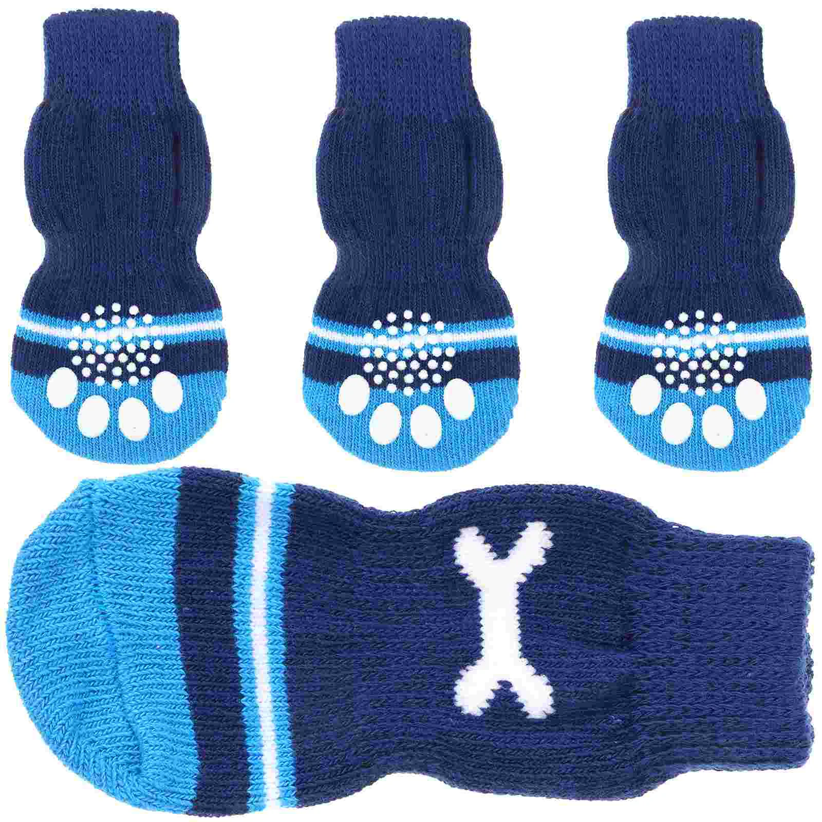 

2 Pairs of 2 pairs of Anti Slip Dog Socks Winter Warm Dog Socks Cotton Socks Pet Dog Socks L Size