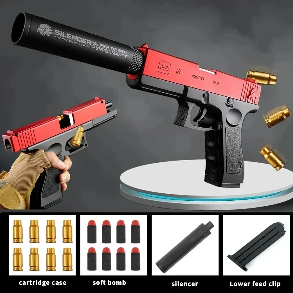 Soft Bullet Toy Gun for 6+ Kids Outdoor Combat Weapon Eat Chicken Toys with Silencer Foam Ejection Toy Gun Toy For Boys Girls 2
