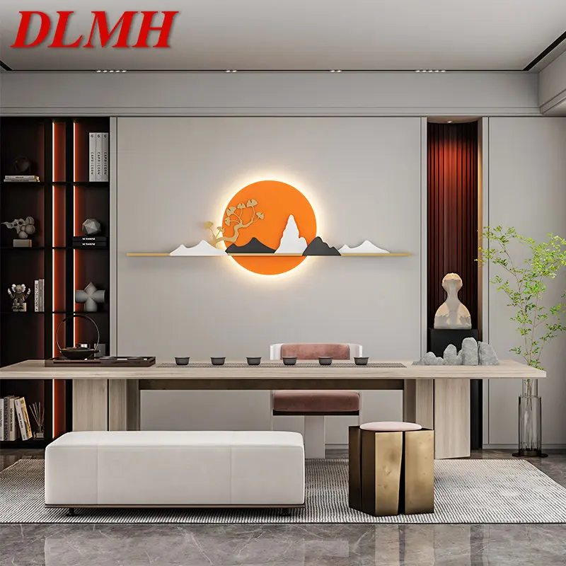 

DLMH Modern LED Wall Picture Lamps Orange Creative Hill Landscape Decor Light Sconce for Home Living Room Bedroom