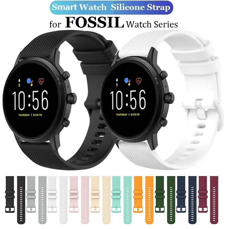 

Smart Watch Strap for Fossil Gen 6 / Gen5 LTE / Gen 5E Carlyle/Julianna/Garrett HR Silicone Bracelet Watchband 20mm 22mm 18mm