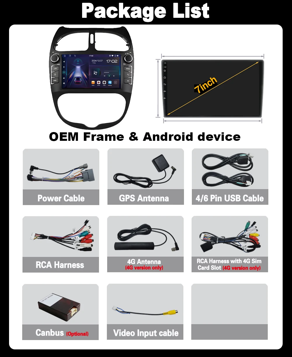 Radio Estéreo para Auto con Android 16 para PEUGEOT 206 206CC 206SW 2000-2008, Reproductor Multimedia, Carplay, 4G, WIFI, GPS, BT, Navegación, Unidad Principal 3