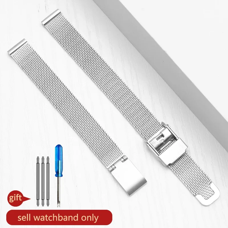 Compact Fine Mesh Watchband - Stainless Steel Woven Watch Chain 10mm