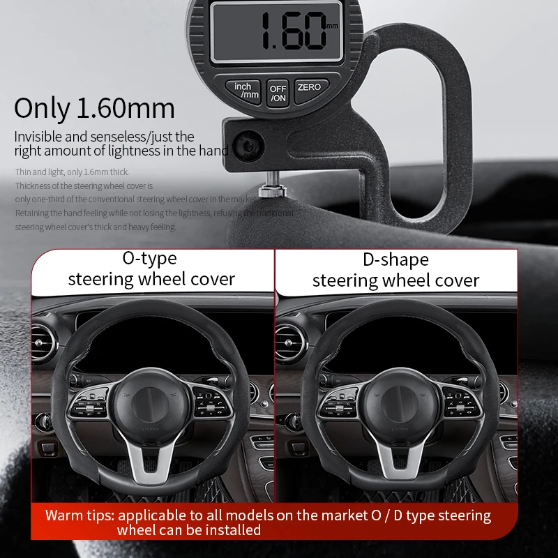 Steering Wheel Cover Car Steering Wheel Cover Suede Sweat-Absorbing Anti-Slip Ultra-Thin Handlebar Cover All-Season Universal Plush Half Set