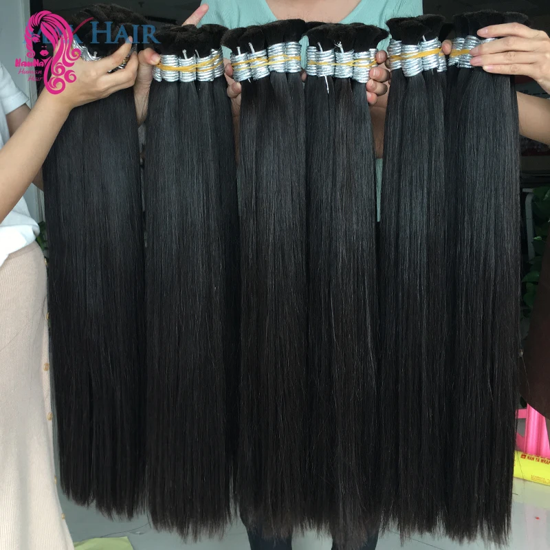 

Double Drawn Vietnamese Original Virgin Human Hair Premium Quality Full Cuticle Super Straight Hair Bulk No Weft 100%