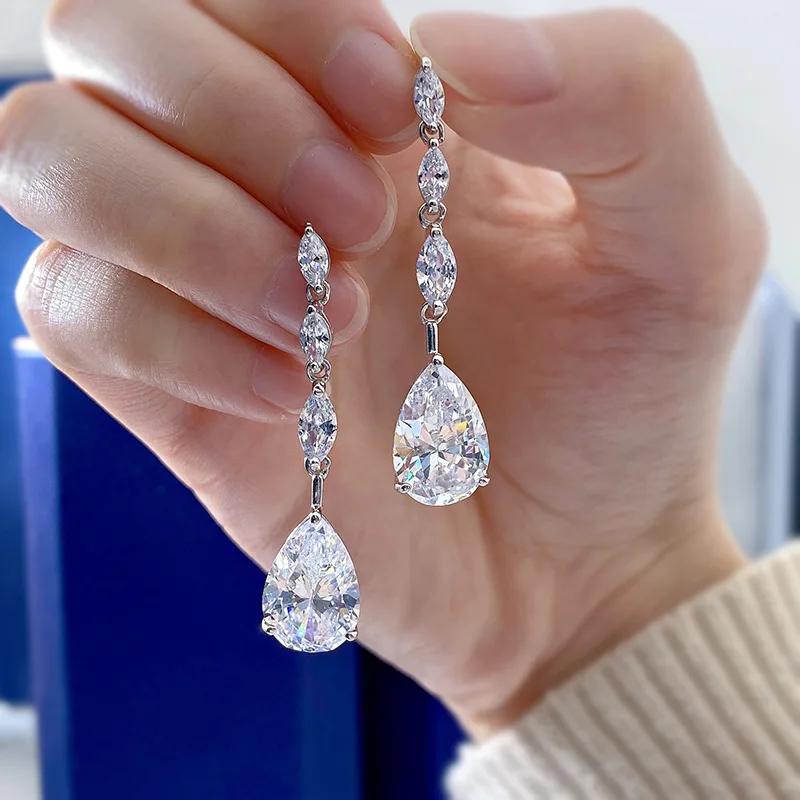 1.68 Carat Moissanite 925 Sterling Silver Drop Earrings
