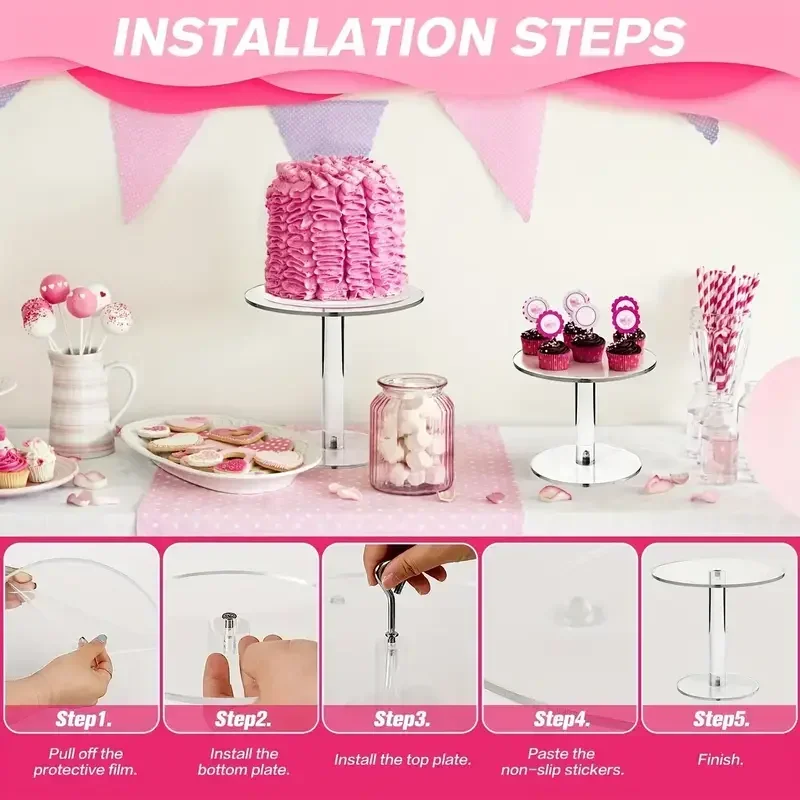 Acrylic Cake stand Detachable Wedding Dessert Baby Shower Birthday Party Paper Cups Muffin Pastry Cake Decorating Rack Tools