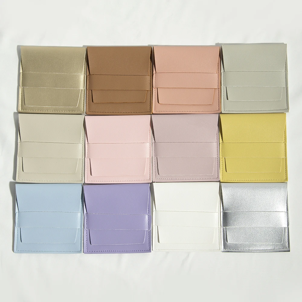 100pcs Soft PU Leather Jewelry Bags Stitched Small Pouches for Jewelry Ring Earrings Brooch Bracelet Envelope Travel Packaging