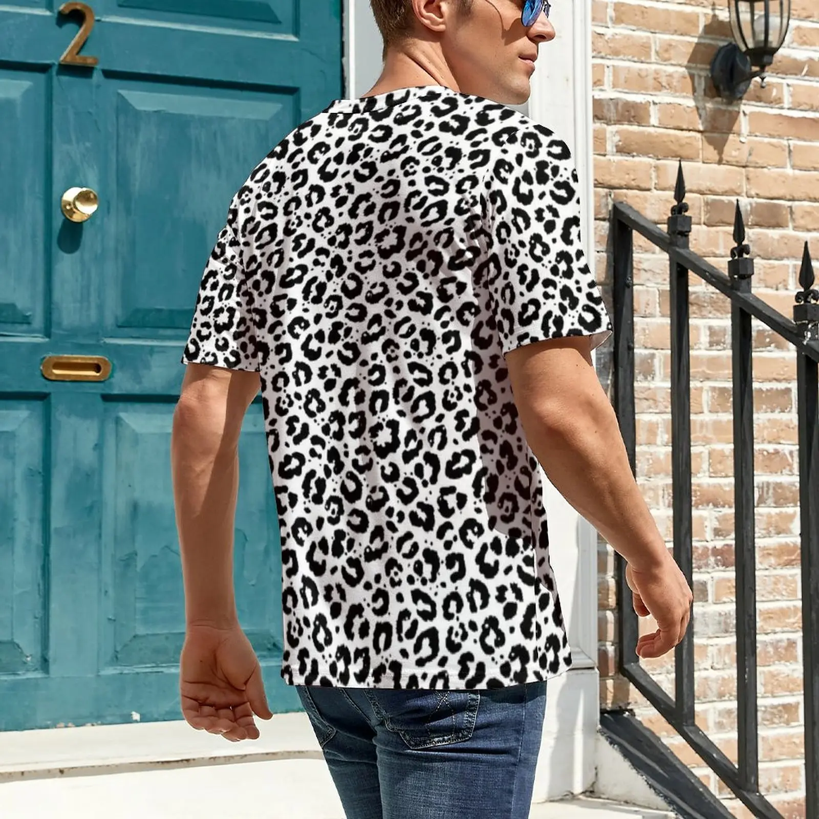 Betaling Lilla tuberkulose Black White Leopard Print T Shirt Animale Snow Cheetah Men Vintage T-Shirts  Beach Print Tees Short Sleeve Aesthetic Clothes Gift