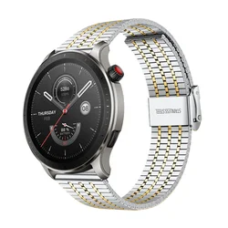 Sleek Stainless Steel Metal Watch Band - 20/22mm - 20MM Universal (Silver Gold)