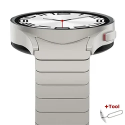 Premium Stainless Steel Link Band - No Gaps Strap - Galaxy Watch FE (Titanium color)