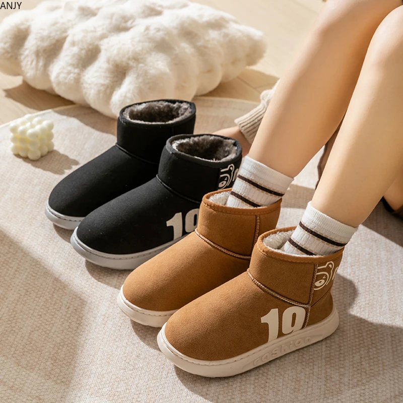 

2024 New Winter Men Short Plush Warm Snow Boots Casual Shoes Suede Fur Chelsea Ankle Boots Flats Platform Ladies Botas