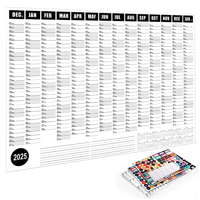 2025 2024 Calendar Planner Sheet Large Wall Calendar Kawaii To Do