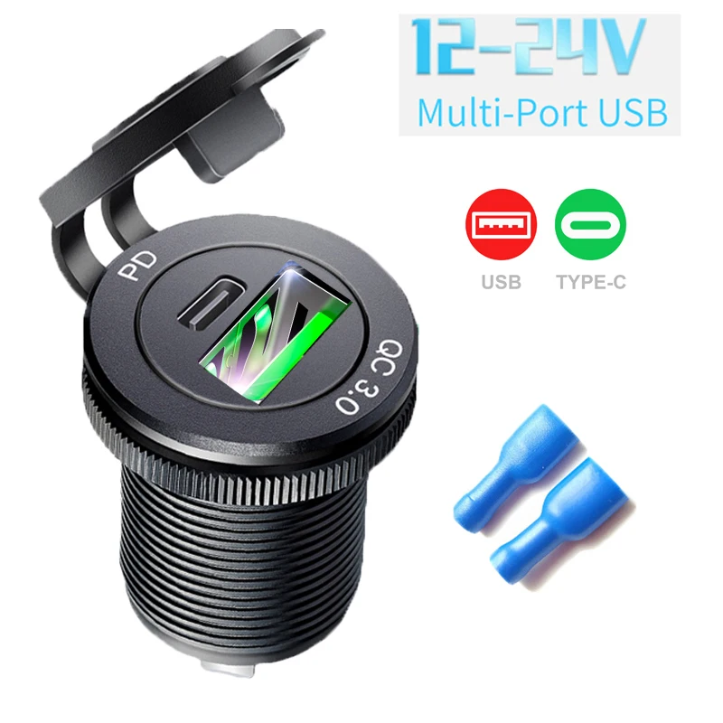 12v car socket usb type c car cigarete socket 12v usb adapter  fast charge for Vehicle Boat Truck Motorcycle