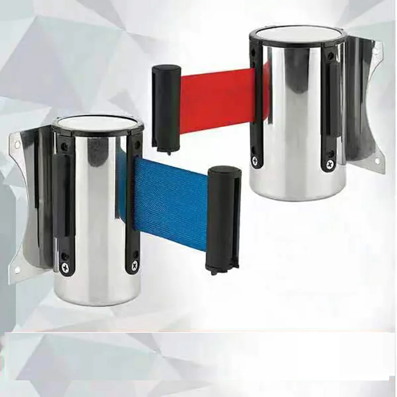 Stainless Steel Retractable Belt Wall Mount Ribbon Barrier Tape Crowd Control Outdoor Sport Stanchion Queue 2m/3M/5m WEY JIOIN