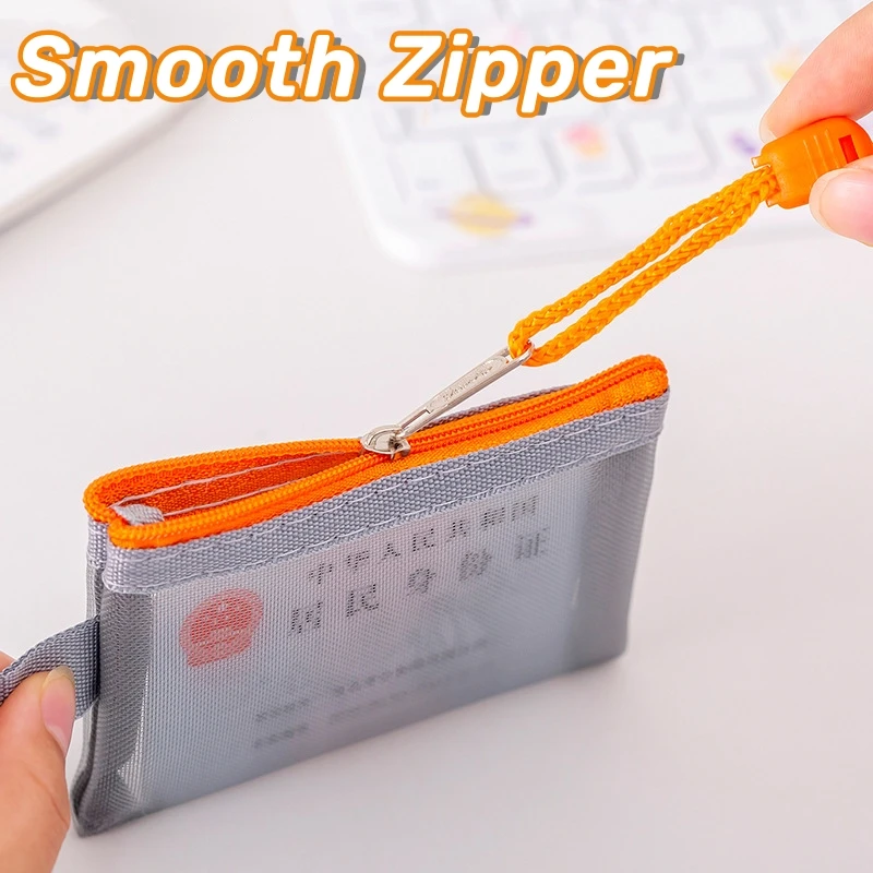 Mini Transparent Mesh ID Card Holder Coin Pocket Travel Portable