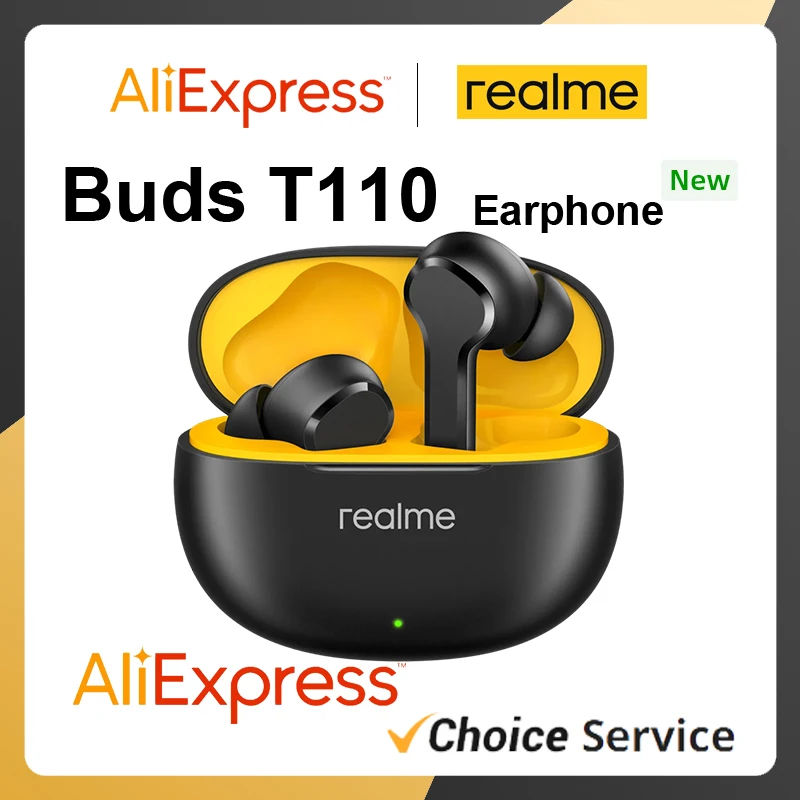 Realme Buds T110 블루투스 이어폰, AI 노이즈 캔슬링, 무선 헤드폰,..