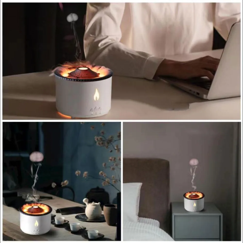 

Fragrance 360ml Essential Oil Light Lamp Jellyfish Aromatherapy Machine Aroma Diffuser Volcanic Flame Air Humidifier