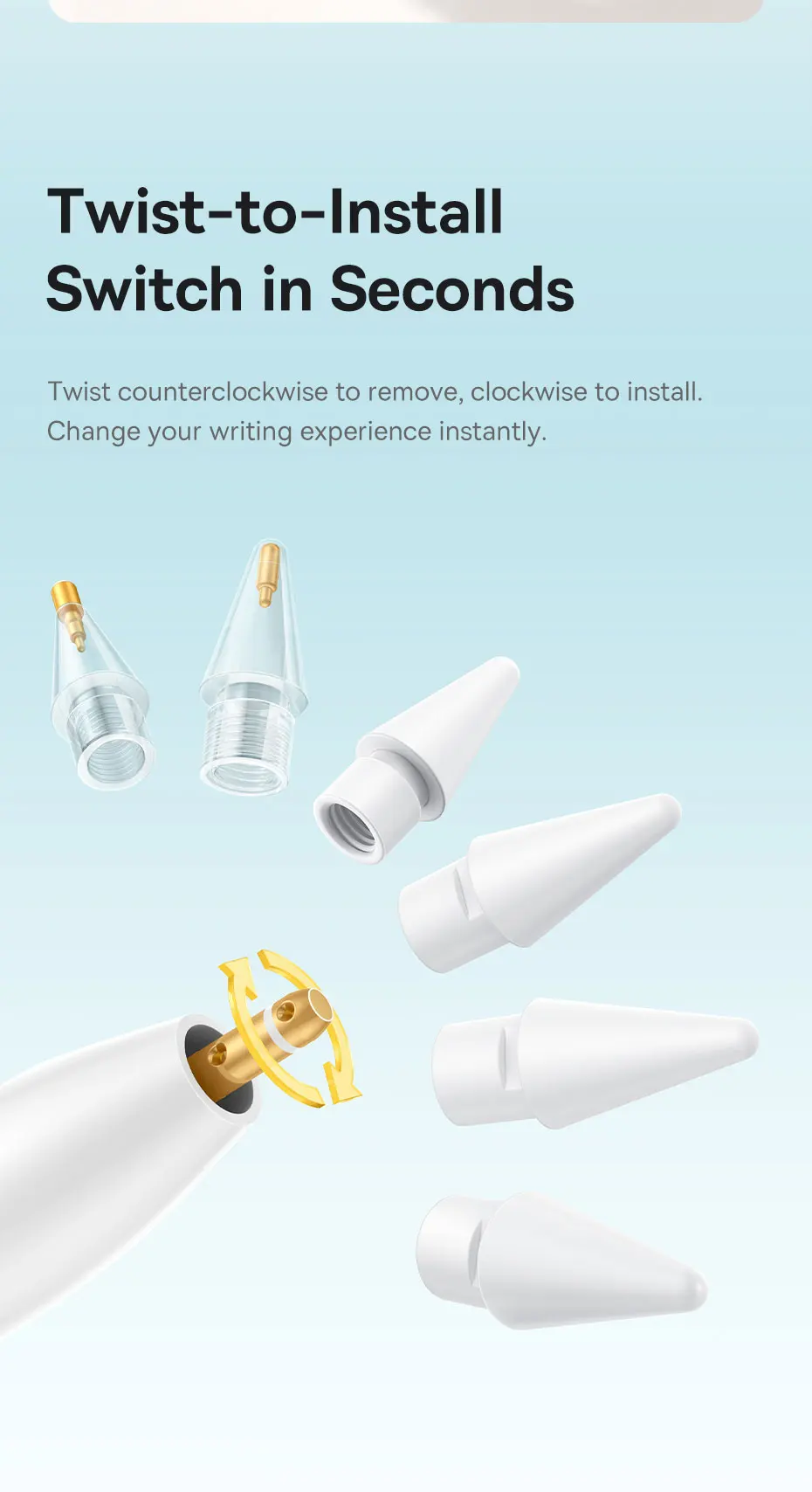 Baseus 6-Pack Replacement Tips for Apple Pencil Stylus