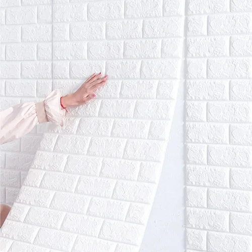 3D 소프트 폼 벽돌 벽지 스티커 롤, DIY 자체 접착, 거실 홈 주방 욕실 장식 벽지, 화이트 블루 2