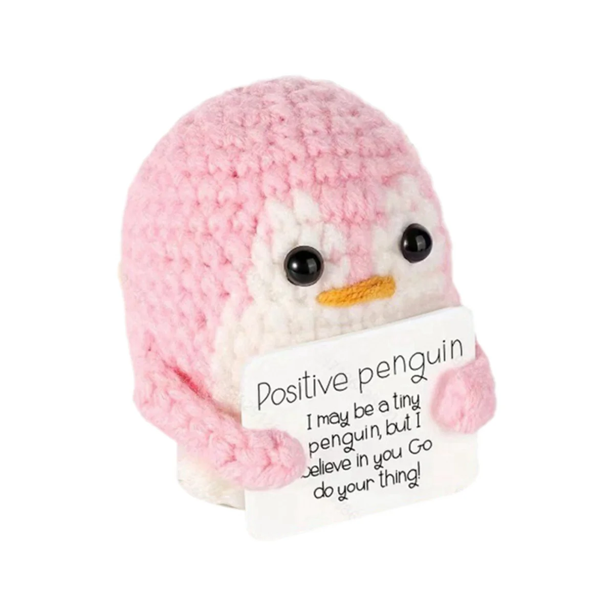 A72I Roll over Image to Zoom in Aeutwekm Emotional Support Penguin Crochet Doll with Positive Card-Cute Crochet Doll Pink