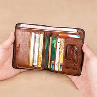 Men's Wallet Anti-theft Brush Ultra-thin Head Layer Cowhide Korean Version Short Genuine Leather Money Clip Vintage Daily Match 1