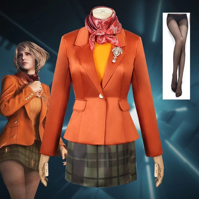 Game Resident Evil 4 Remake Ashley Graham Coat Skirt Cosplay Costume  Halloween Outfit